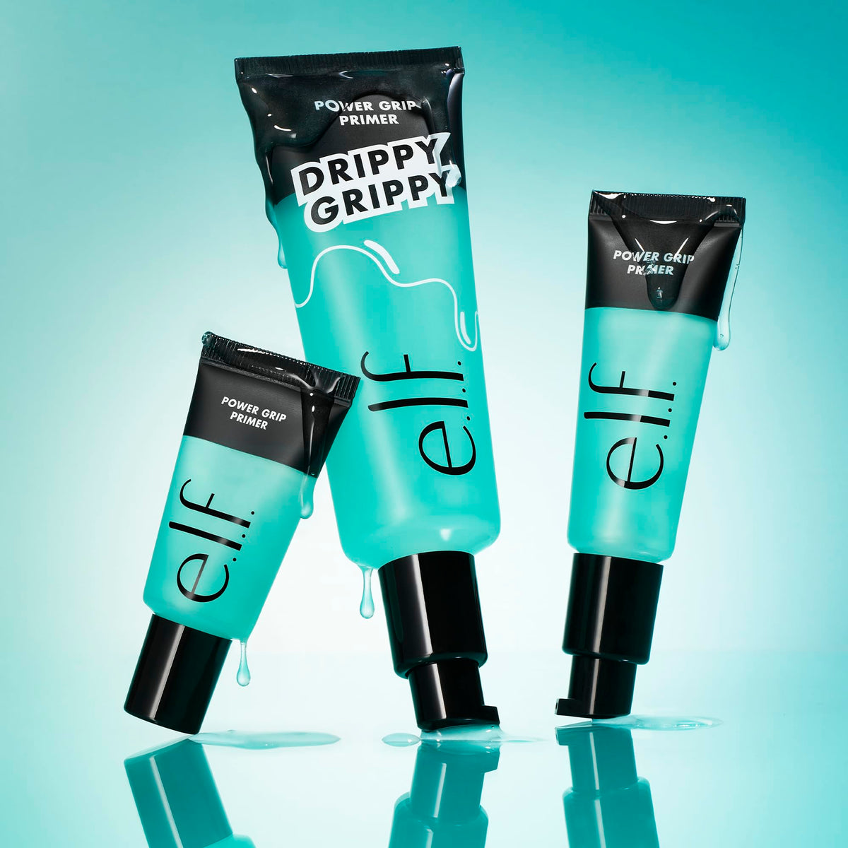 e.l.f. Power Grip Primer next to foundation swatch showing improved makeup adherence