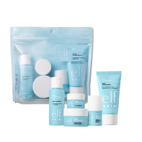 e.l.f. SKIN kit front packaging showing five travel-size products and benefits