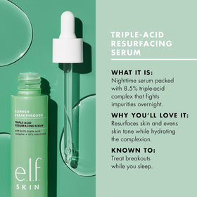 e.l.f. SKIN bottle on nightstand beside lamp — conveys nightly routine and clearer skin benefit