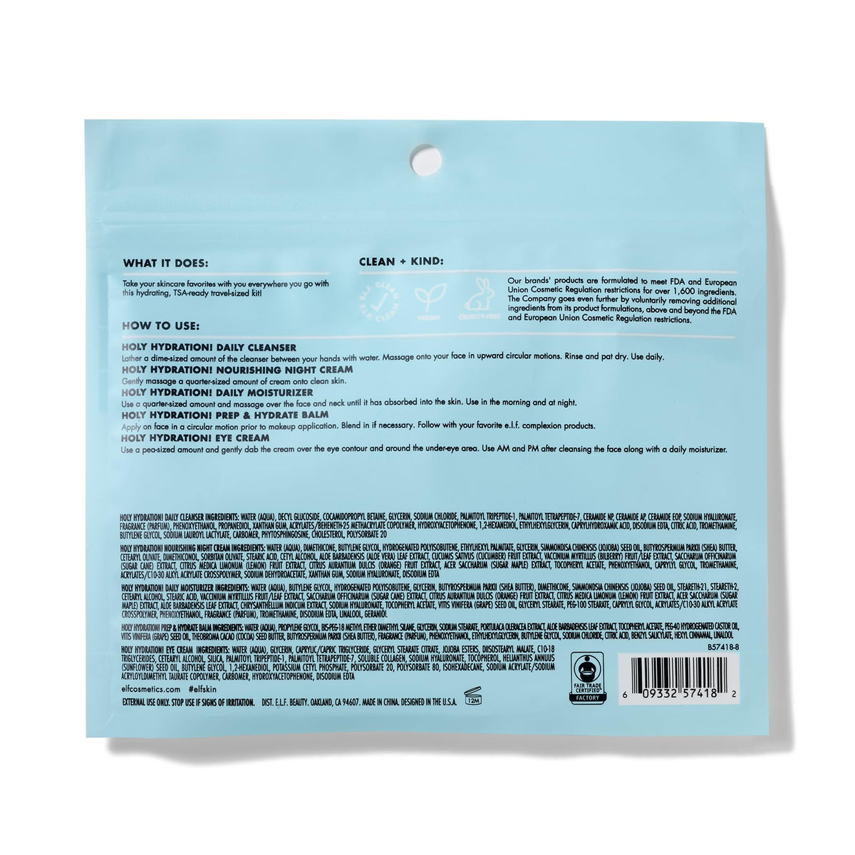 e.l.f. SKIN kit in a travel bag lifestyle scene showing convenient on-the-go care