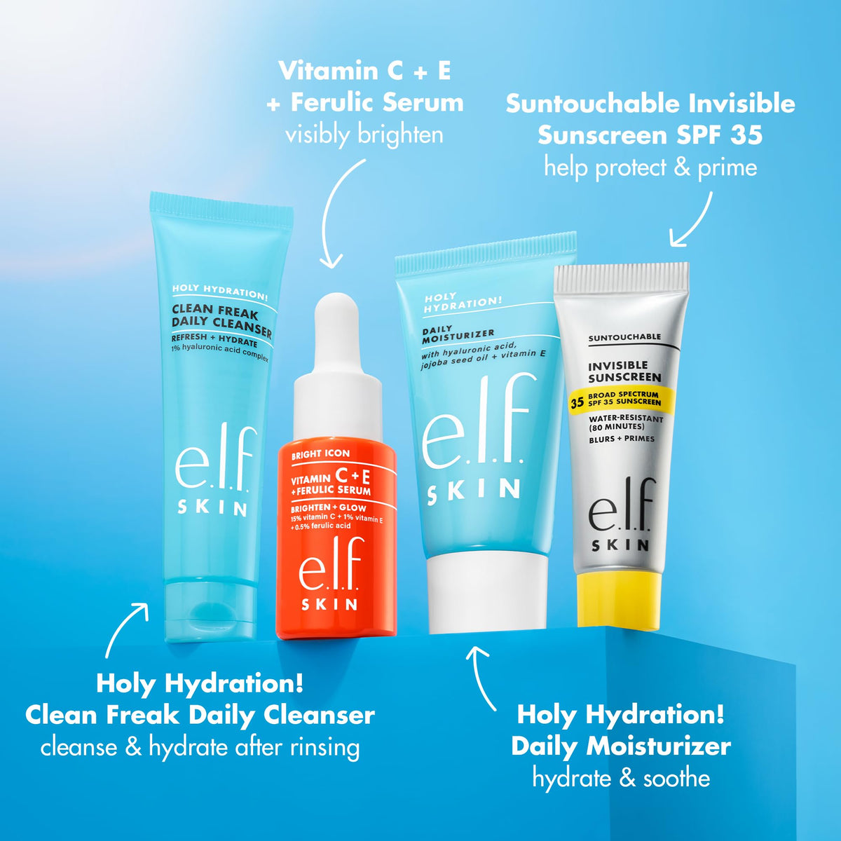 e.l.f. vitamin C serum pump detail showing precise dispensing and antioxidant boost