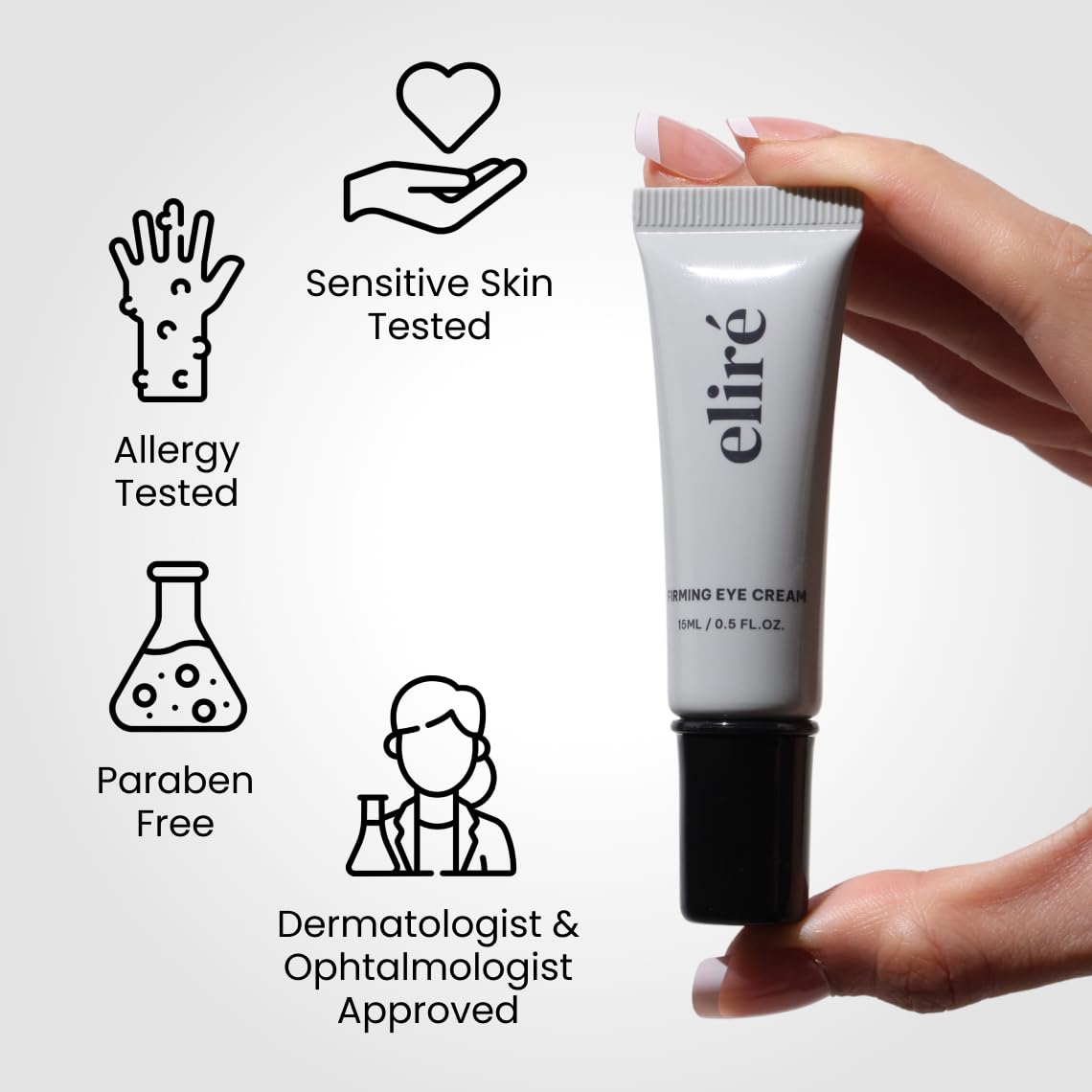 Eliré jar with peptides and ceramide visual highlighting barrier support