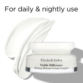 Elizabeth Arden applying cream to face and neck illustrating easy absorption benefit