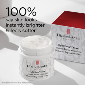 Elizabeth Arden applying cream to cheek for visible smoothing and comfort