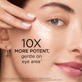Elizabeth Arden fingertip applying cream to under-eye for gentle smoothing