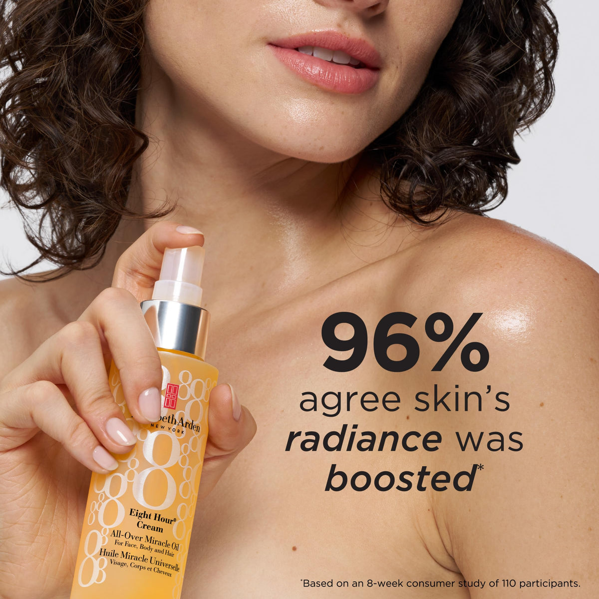 Elizabeth Arden bottle beside cream and serum illustrating layering