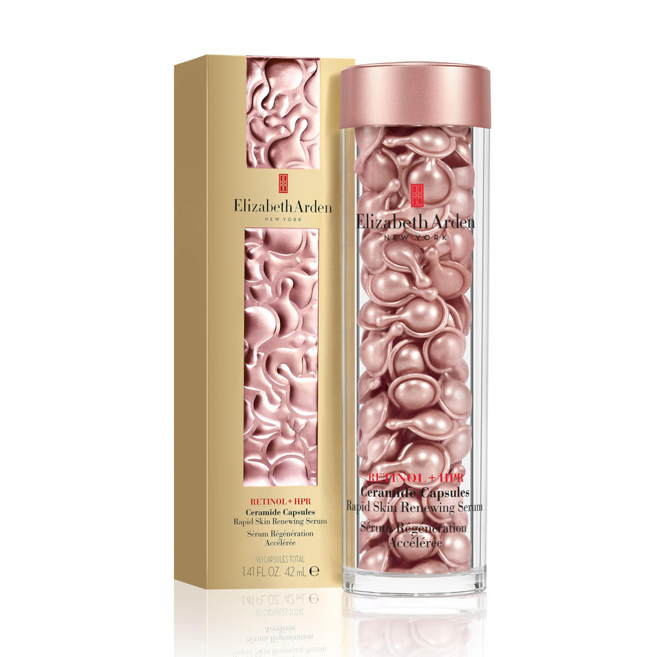 Elizabeth Arden front packaging showing capsules and anti-aging benefits