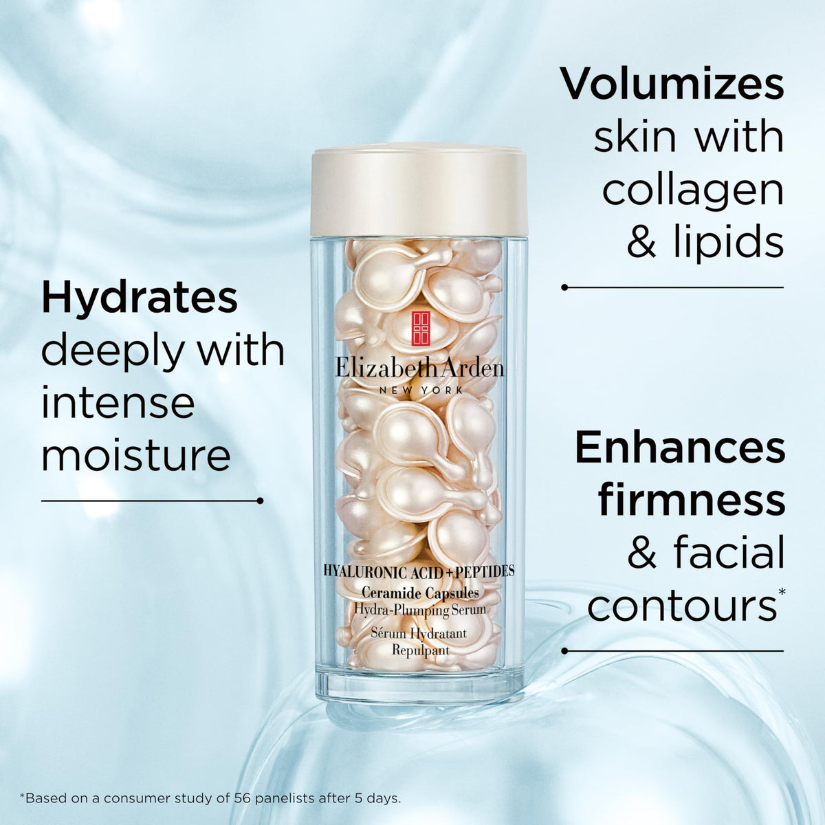 Elizabeth Arden capsules in hand showing single-dose size and travel convenience