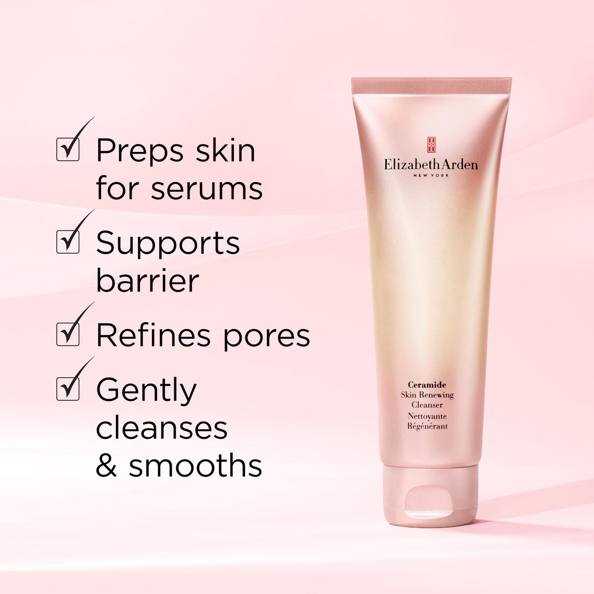 Elizabeth Arden light foam lather on hand showing gentle effective cleanse