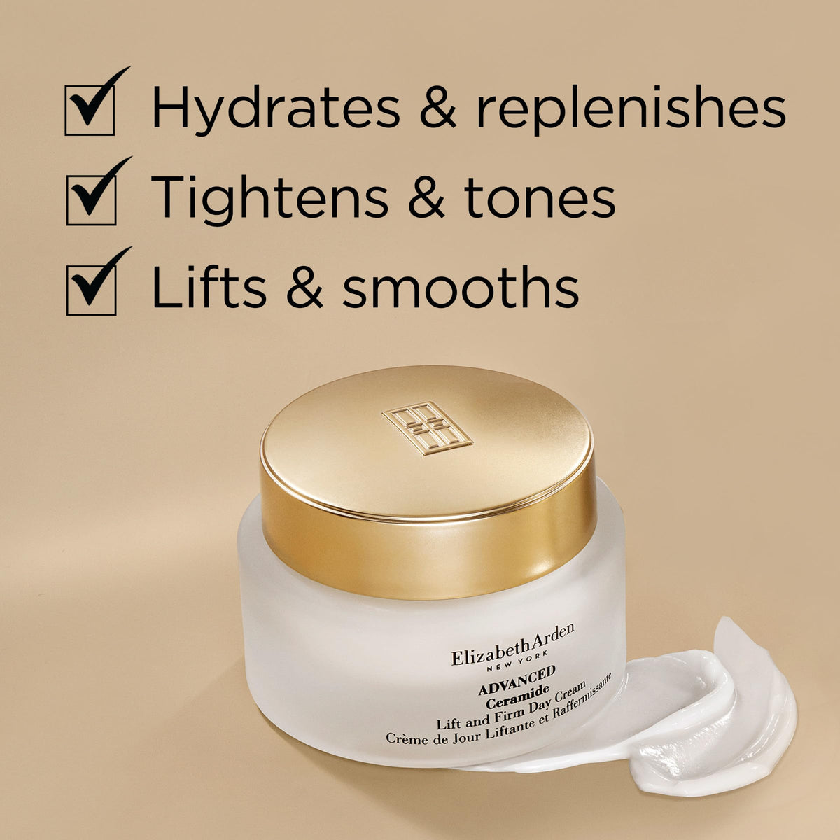 Elizabeth Arden cream on hand demonstrating smooth application and hydration