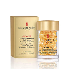 Elizabeth Arden front packaging showing 60 ceramide eye capsules and benefit of freshness