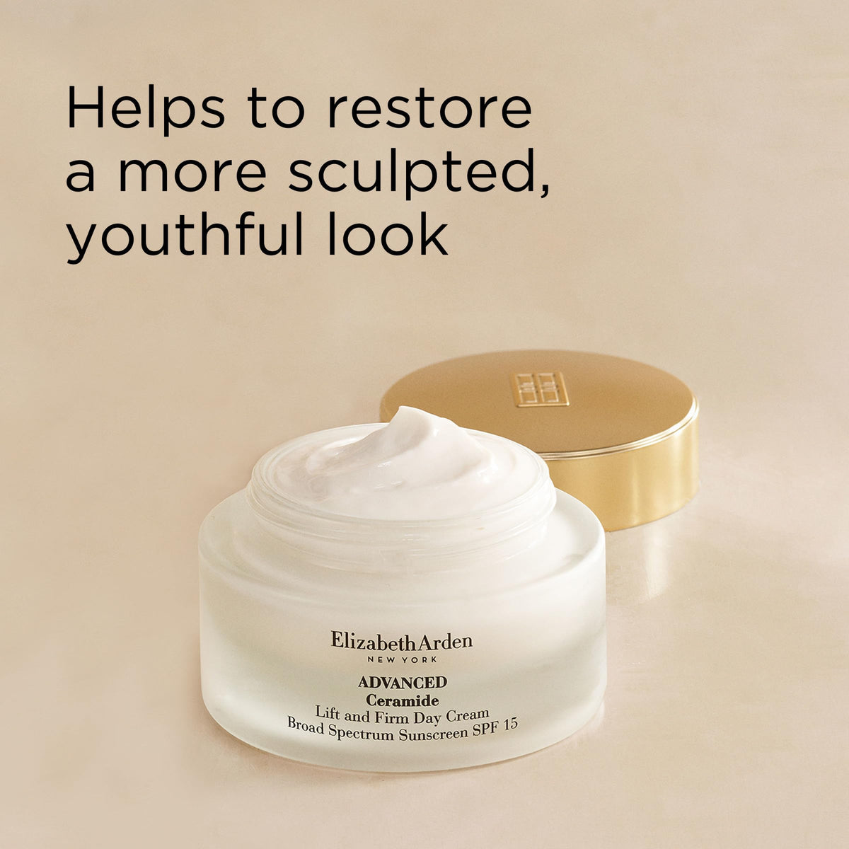 Elizabeth Arden close-up of ceramides and peptides imagery highlighting firming benefits