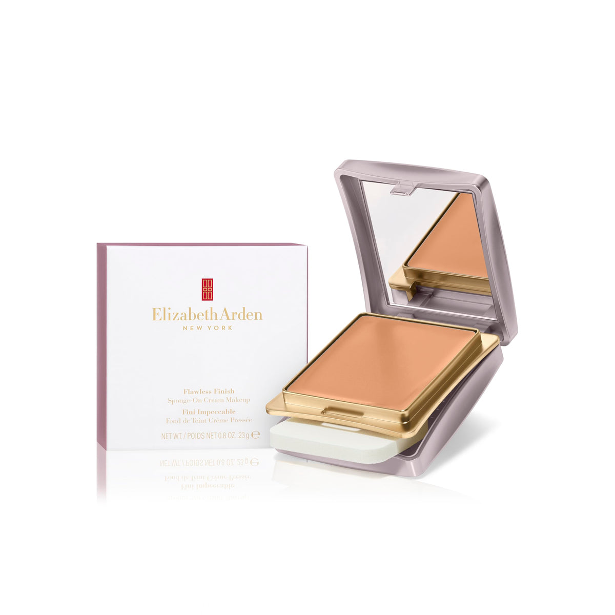 Elizabeth Arden compact front packaging showing sleek case and shade
