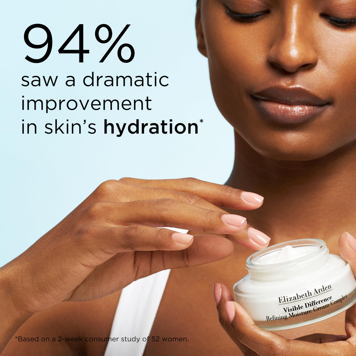 Elizabeth Arden cream on hand demonstrating smooth spreadability and immediate comfort