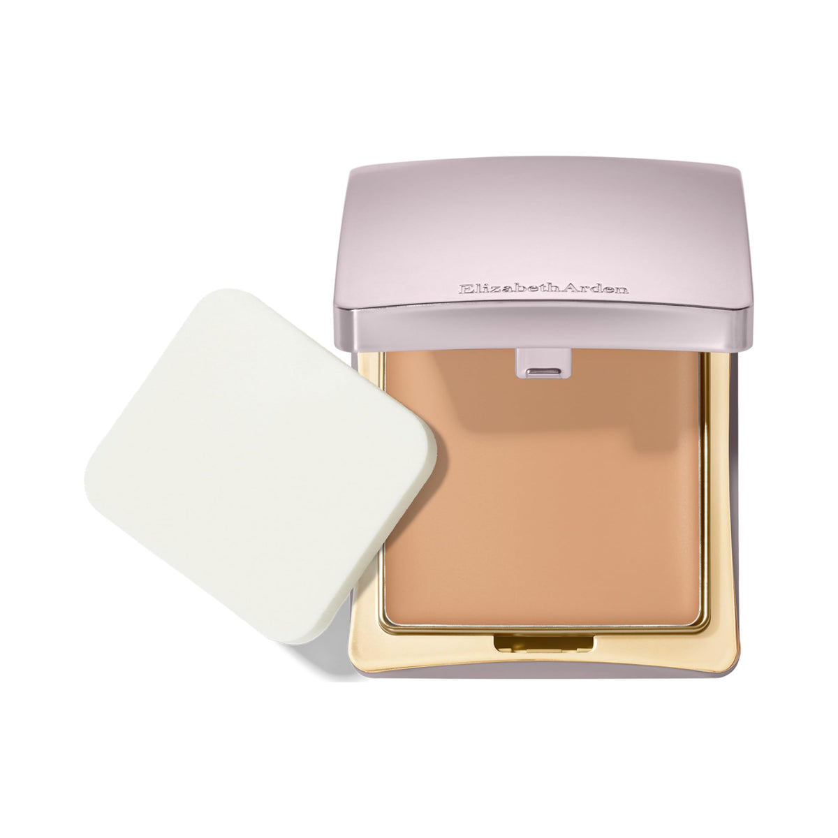 Elizabeth Arden compact front view showing mirror and sponge for easy touch-ups