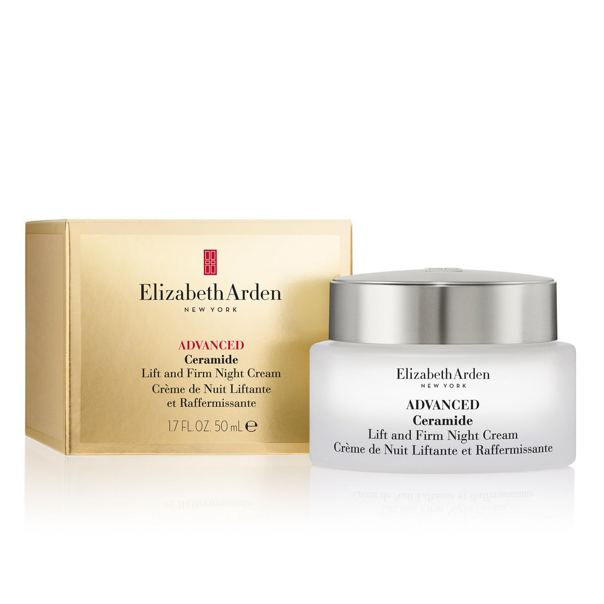 Elizabeth Arden jar front view showing brand and elegant design, conveys premium hydration