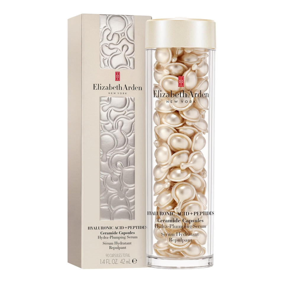 Elizabeth Arden front packaging showing 90 ceramide capsules and freshness benefit