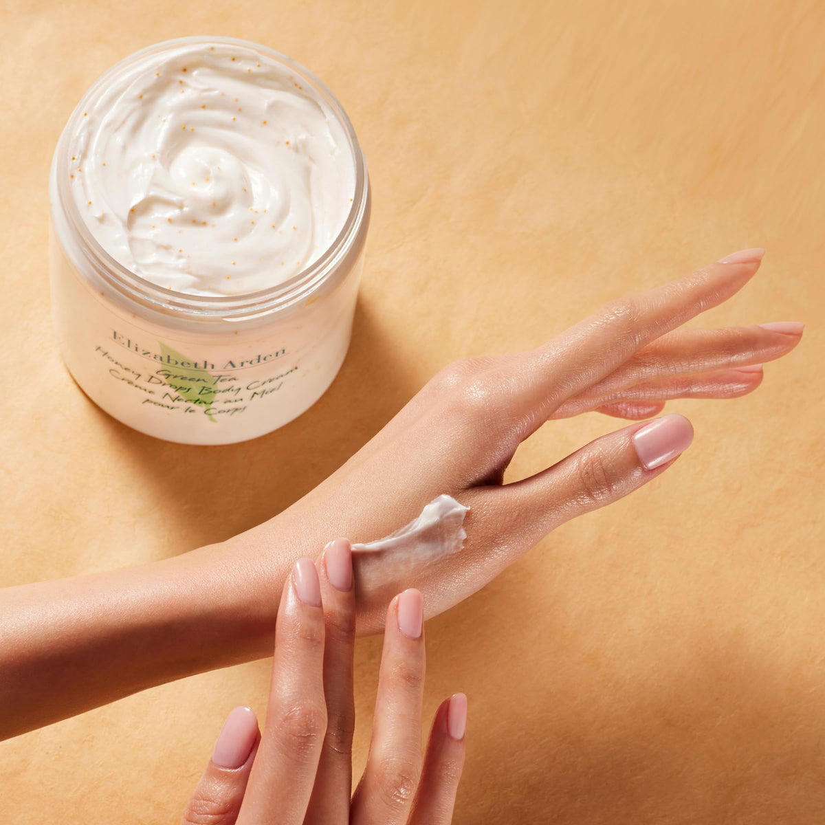 Elizabeth Arden cream on palm demonstrating smooth application and softness