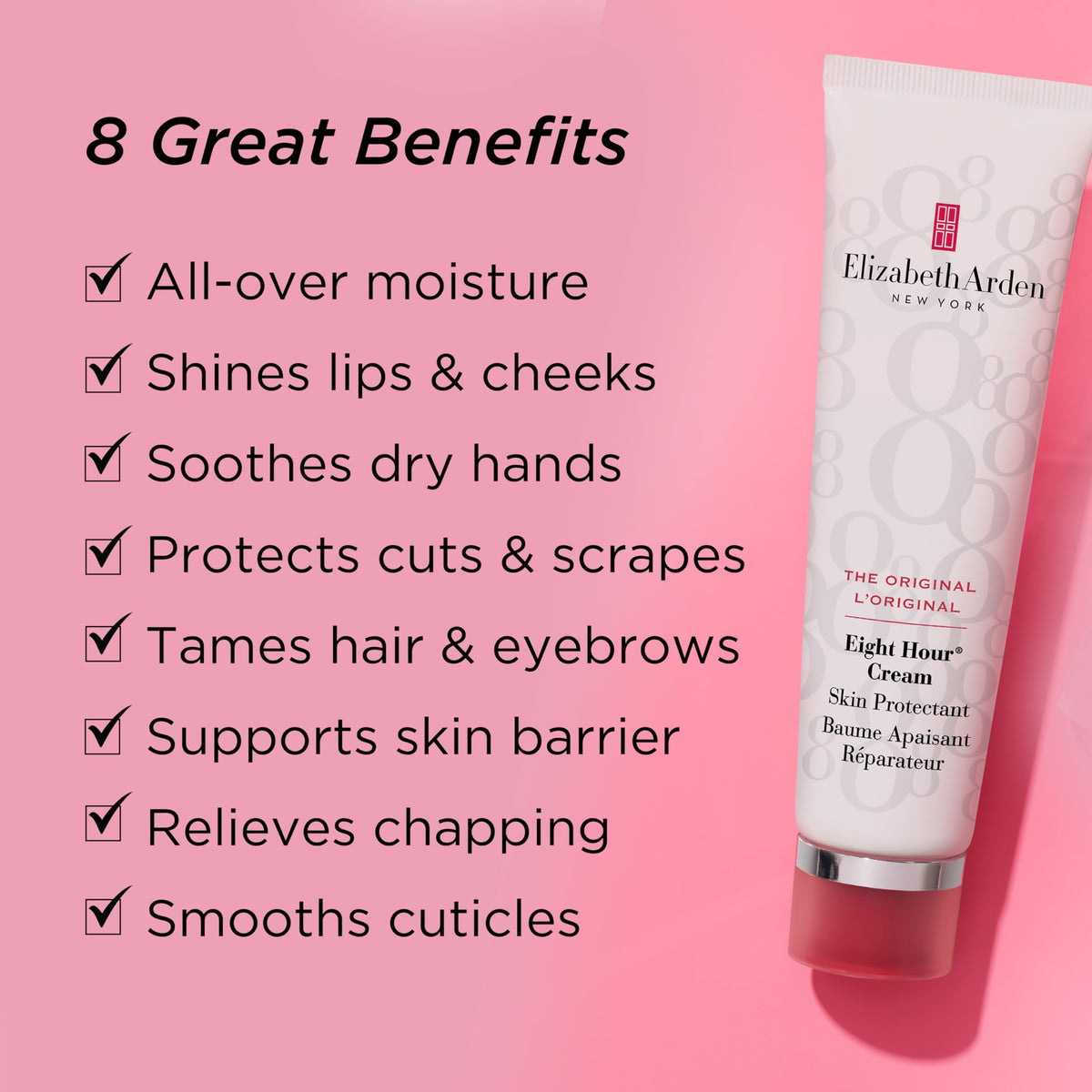 Elizabeth Arden being massaged into hands highlighting repair and protective barrier