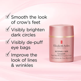 Elizabeth Arden ingredient label highlighting HPR, ceramides and peptides