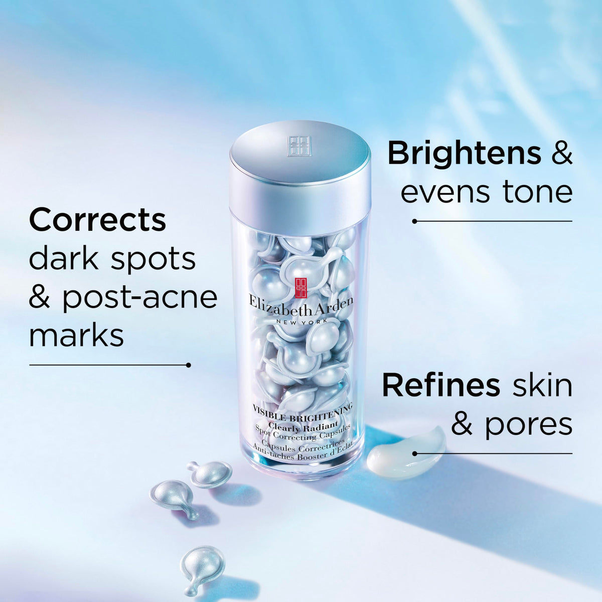 Elizabeth Arden product label close-up showing brightening ingredient list
