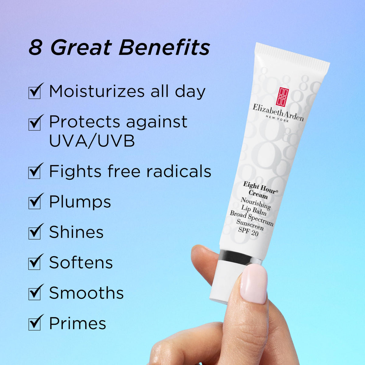 Elizabeth Arden held in hand for size comparison and travel-friendly convenience