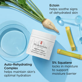 Elizabeth Arden jar on bathroom shelf lifestyle image showing daily routine benefit