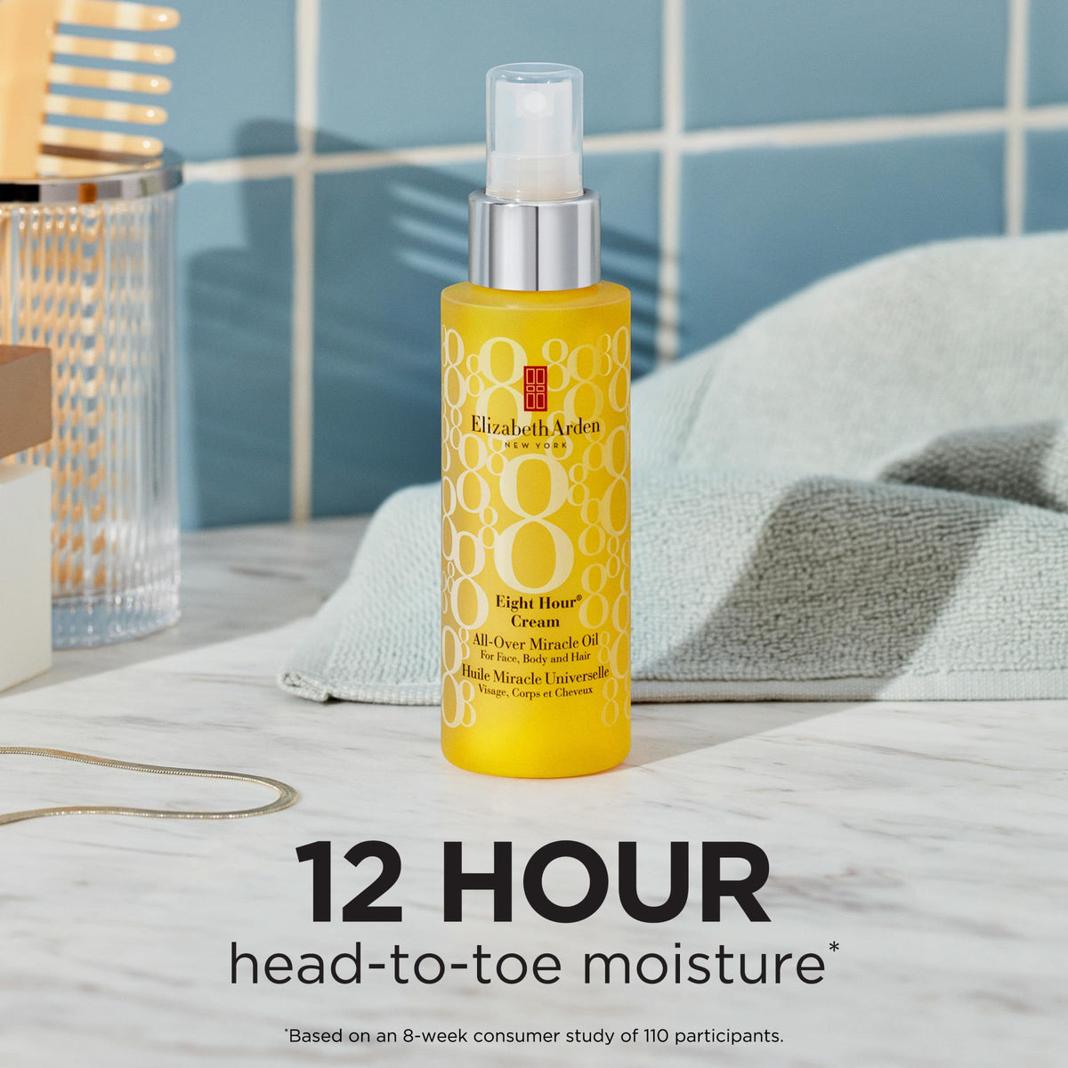 Elizabeth Arden oil texture on skin showcasing quick absorption