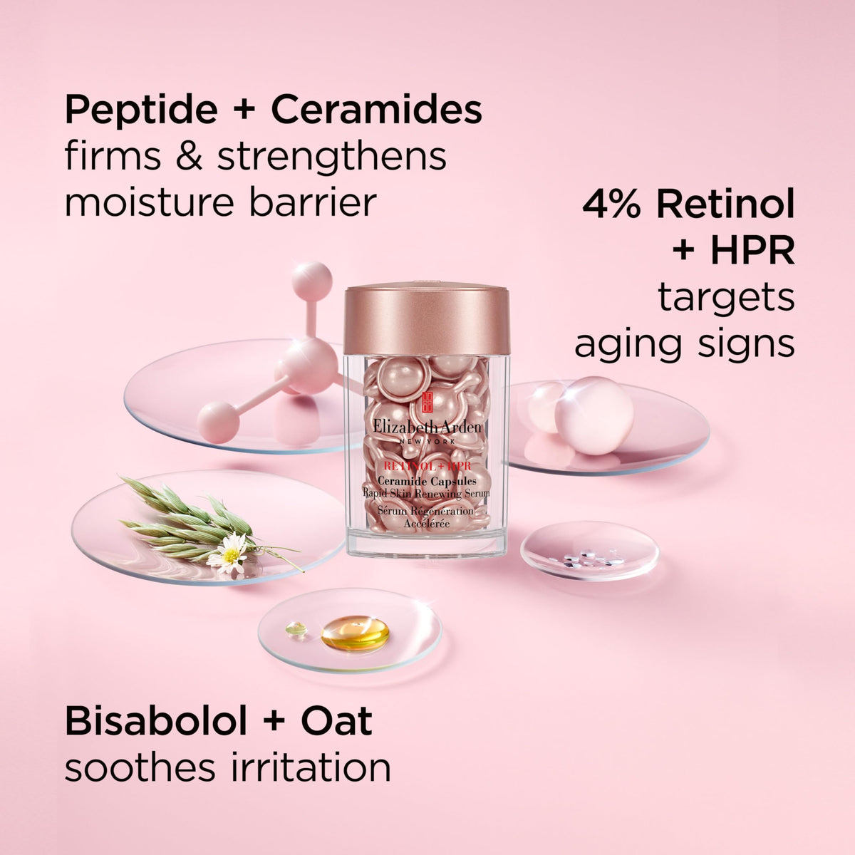 Elizabeth Arden open jar with capsules showing organized single-dose delivery benefit