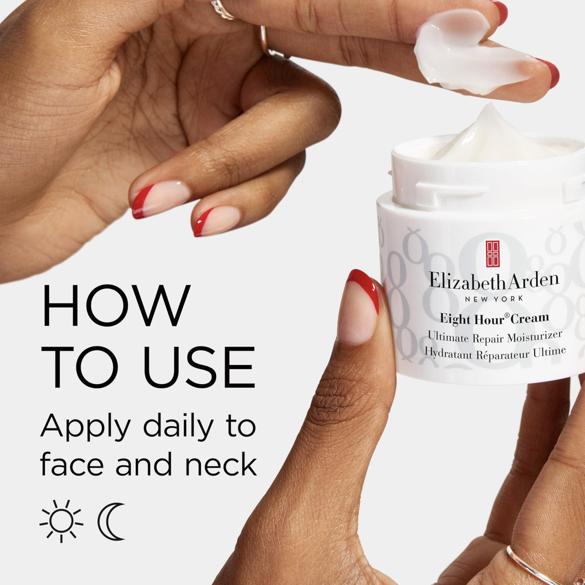 Elizabeth Arden jar with travel pouch showing on-the-go hydration benefit