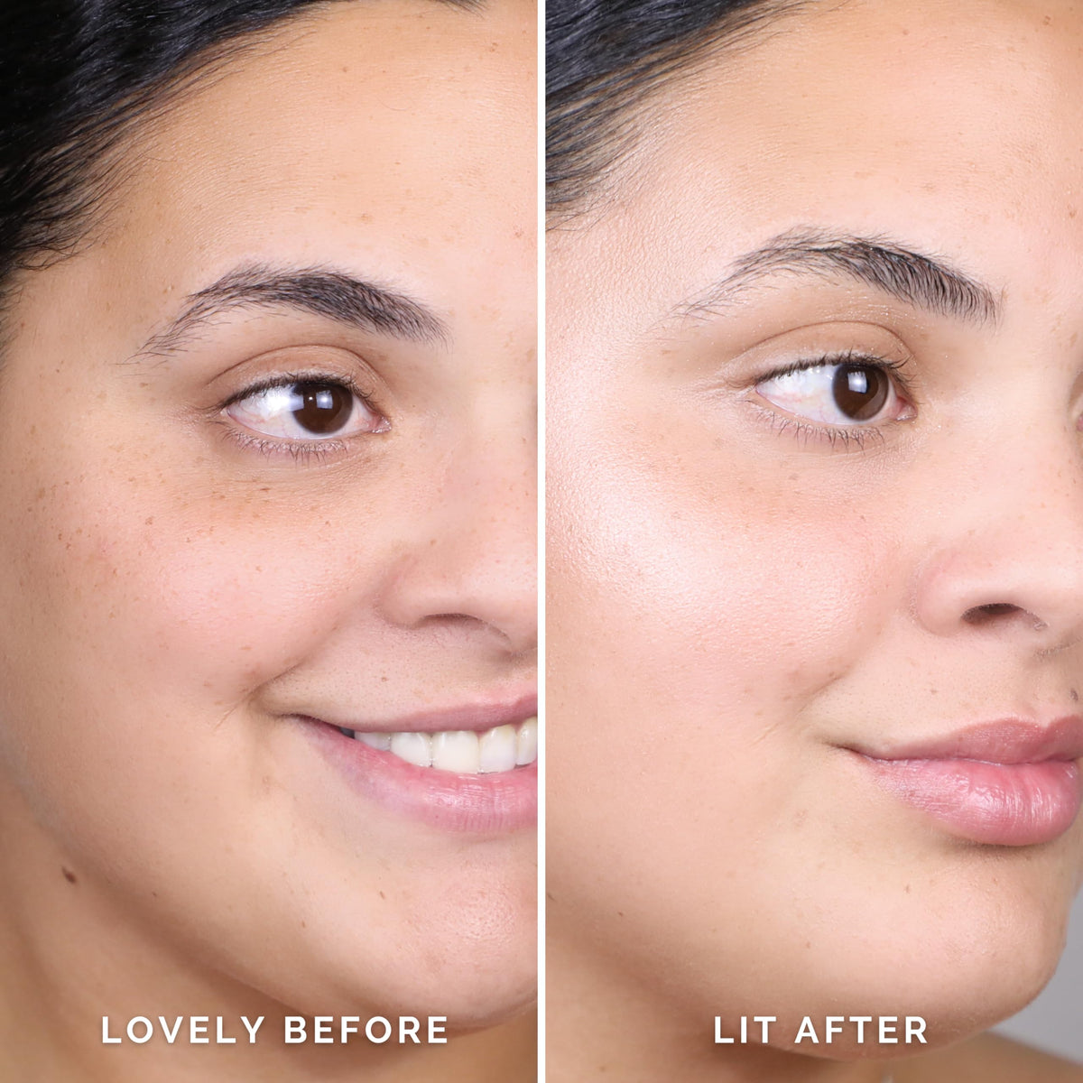Elizabeth Mott applying with brush to highlight cheekbones for radiance