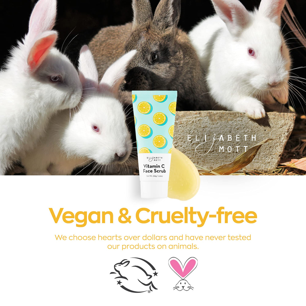 Elizabeth Mott back packaging details showing directions and cruelty-free badge