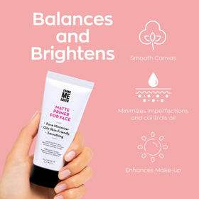 Elizabeth Mott applying face primer on hand for smooth finish