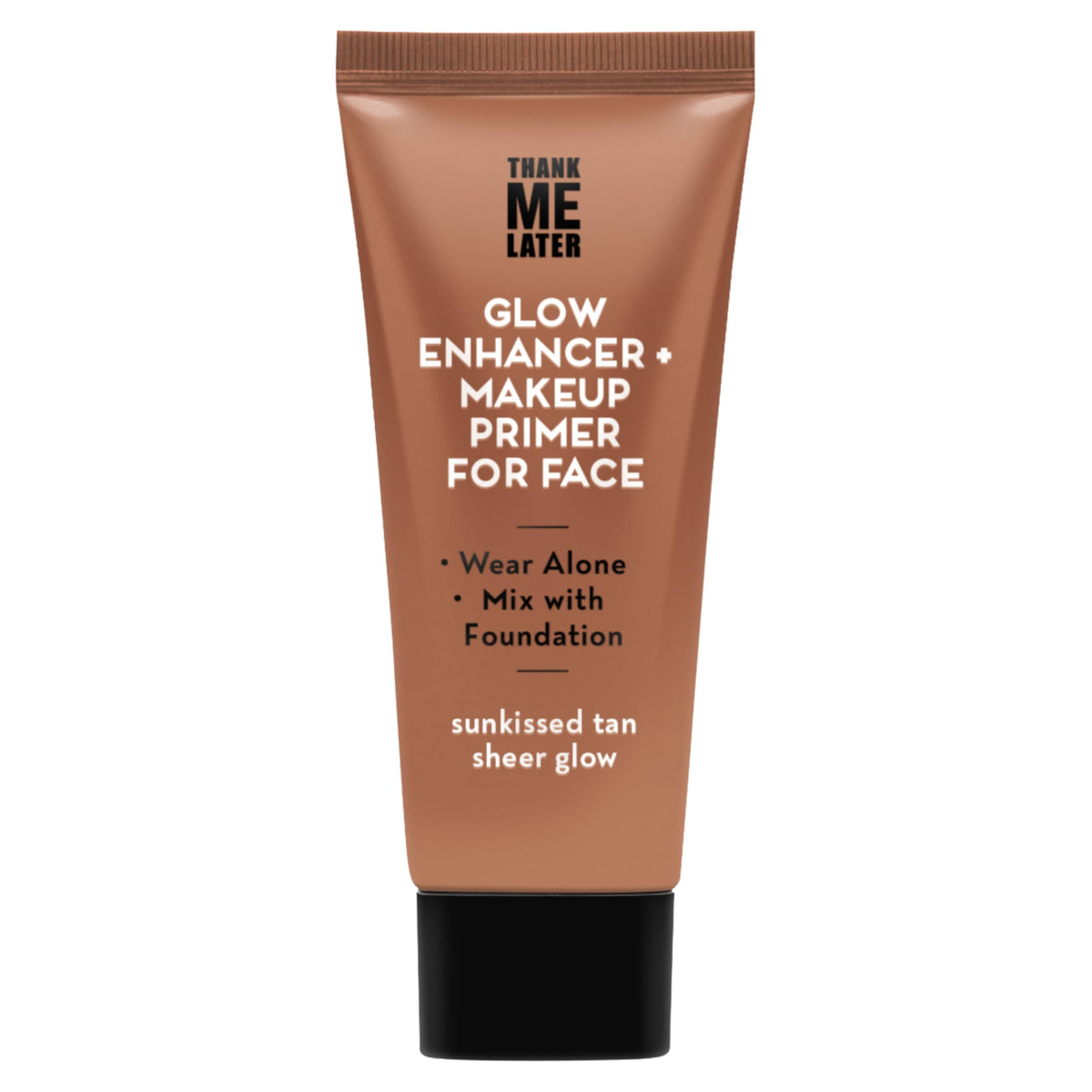 Elizabeth Mott front packaging tube showing brand and tan sheer glow benefit