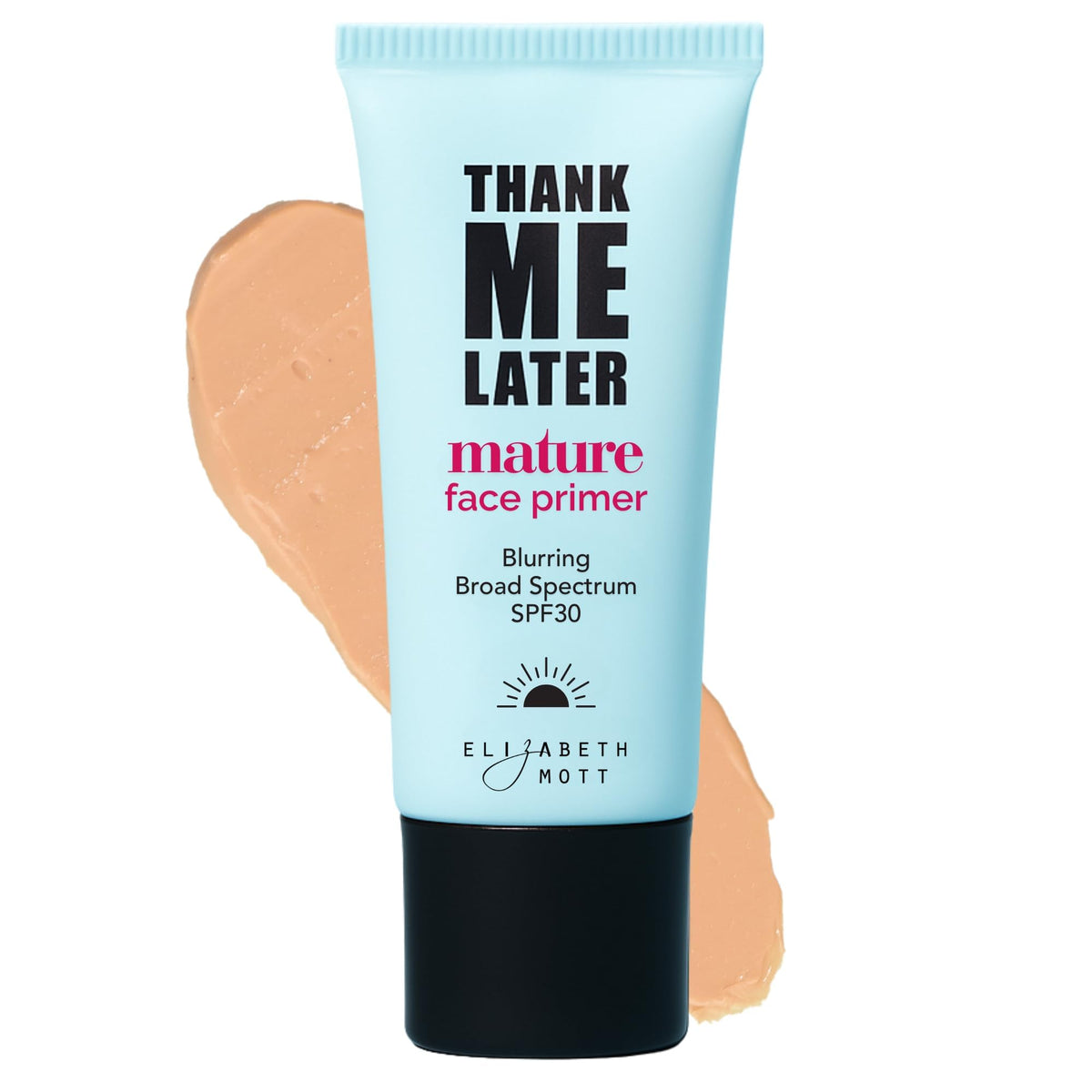 Elizabeth Mott front packaging showing SPF and blurring benefits