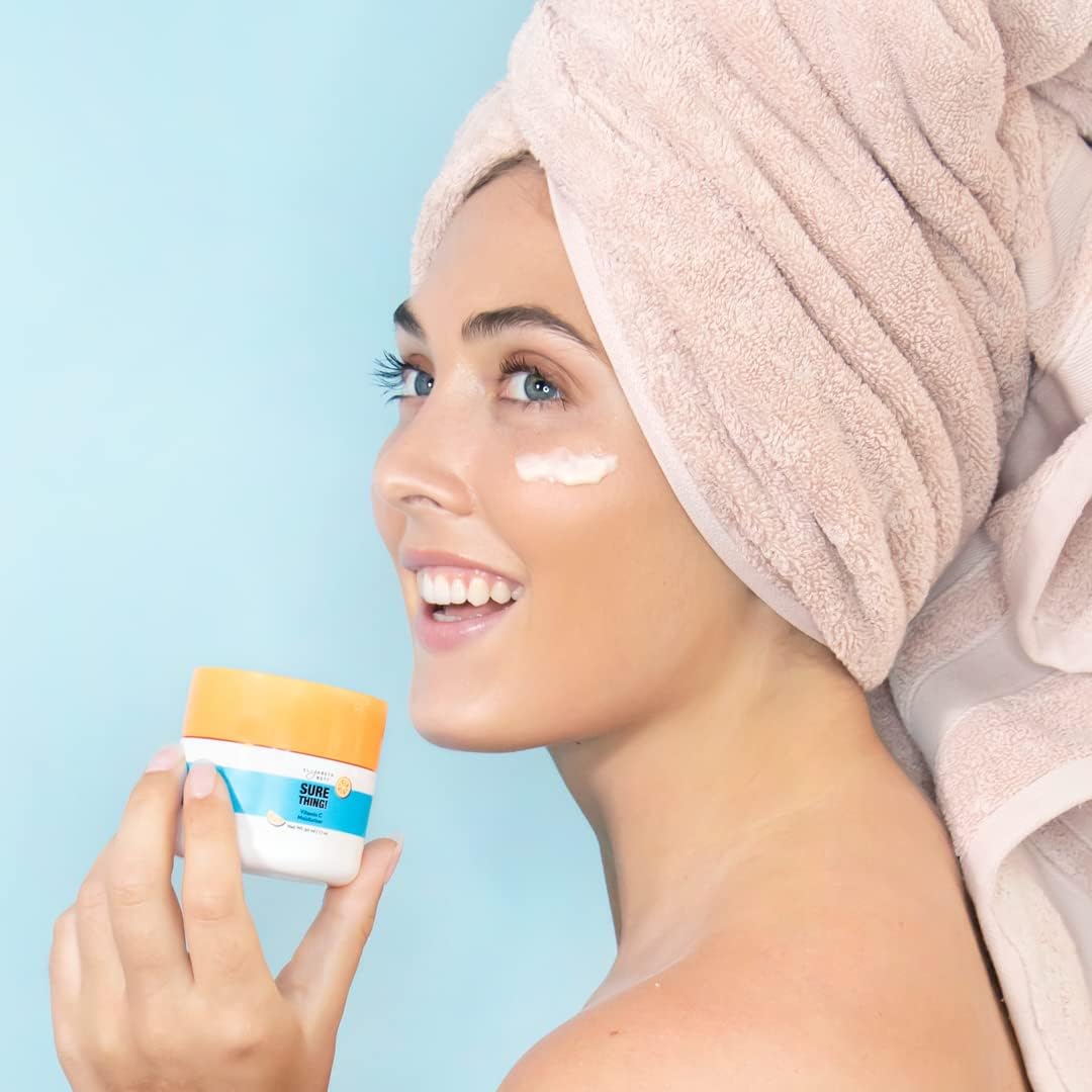 Elizabeth Mott full routine on counter with moisturizer plus sunscreen and serum for layering guidance