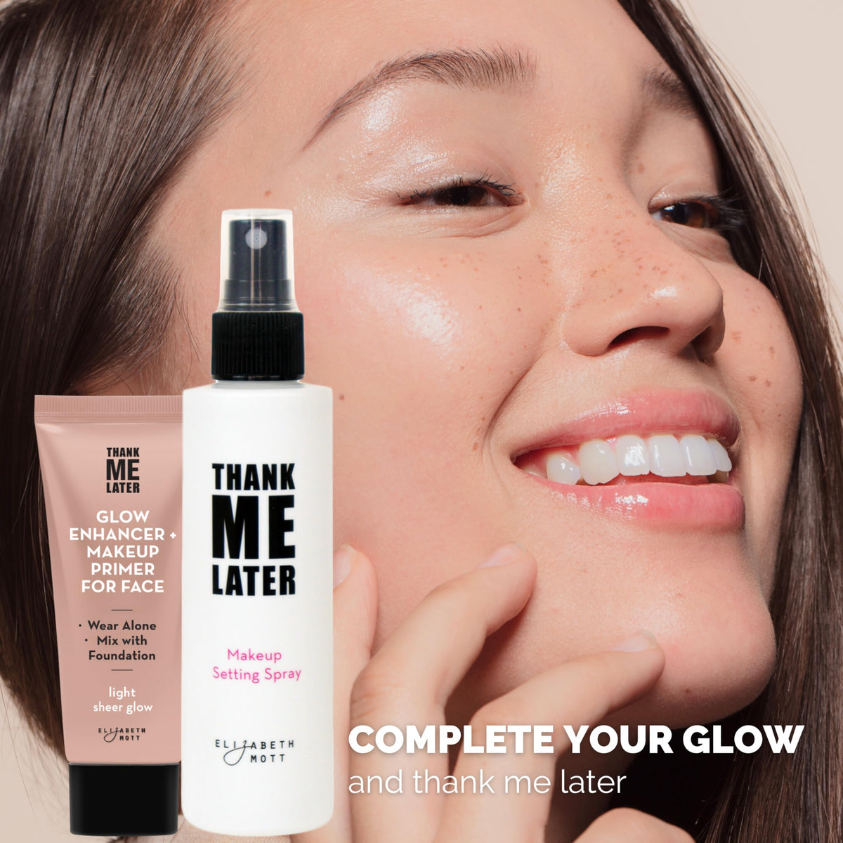 Elizabeth Mott used in morning routine showing hydrated healthy-looking skin