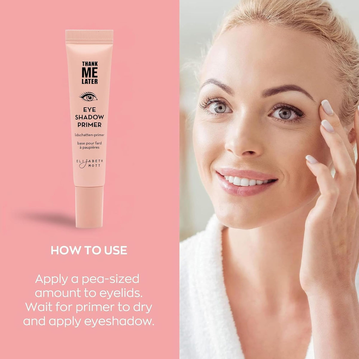 Elizabeth Mott ingredients label close-up emphasizing gentle formula