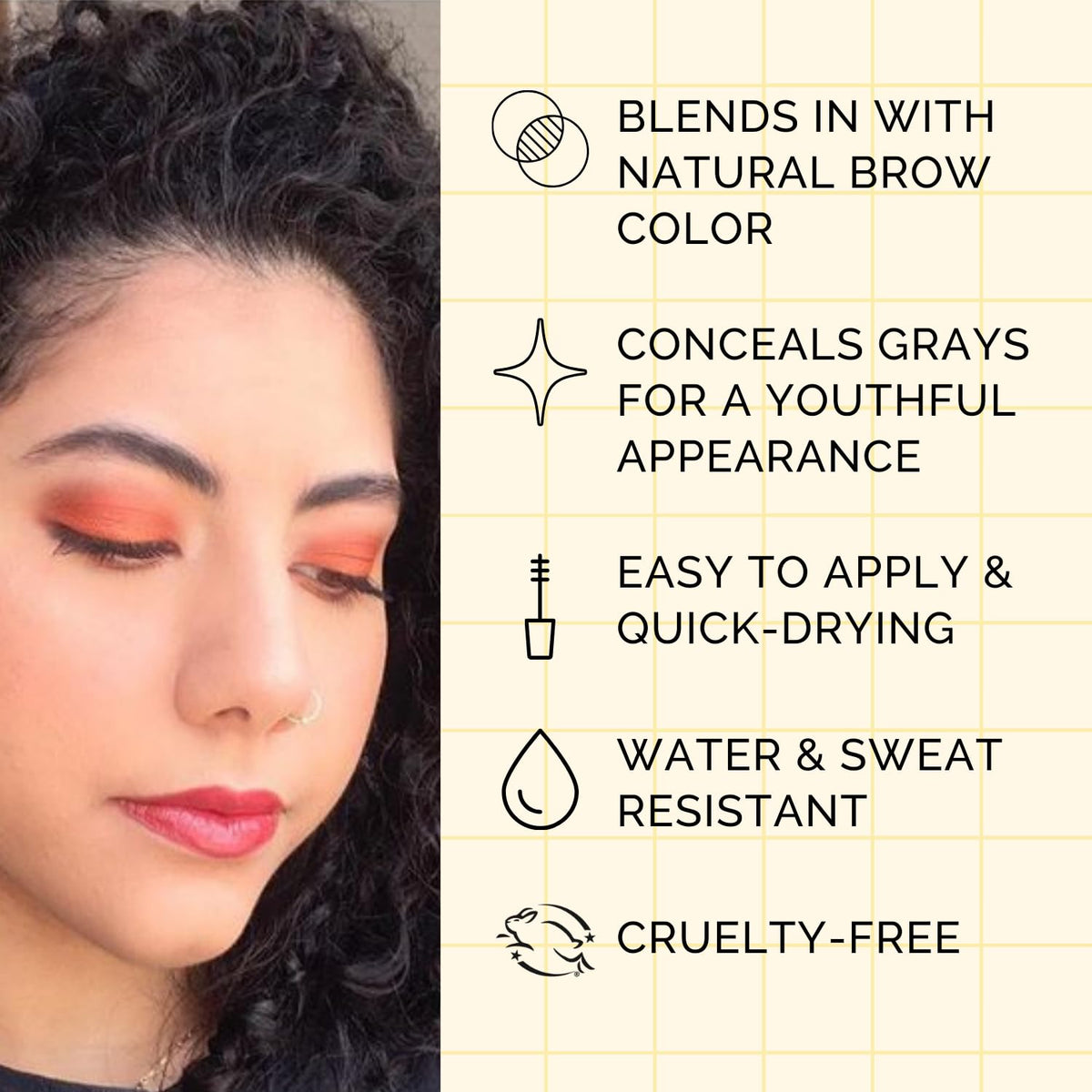 Elizabeth Mott label close-up highlighting cruelty-free and long-wear features