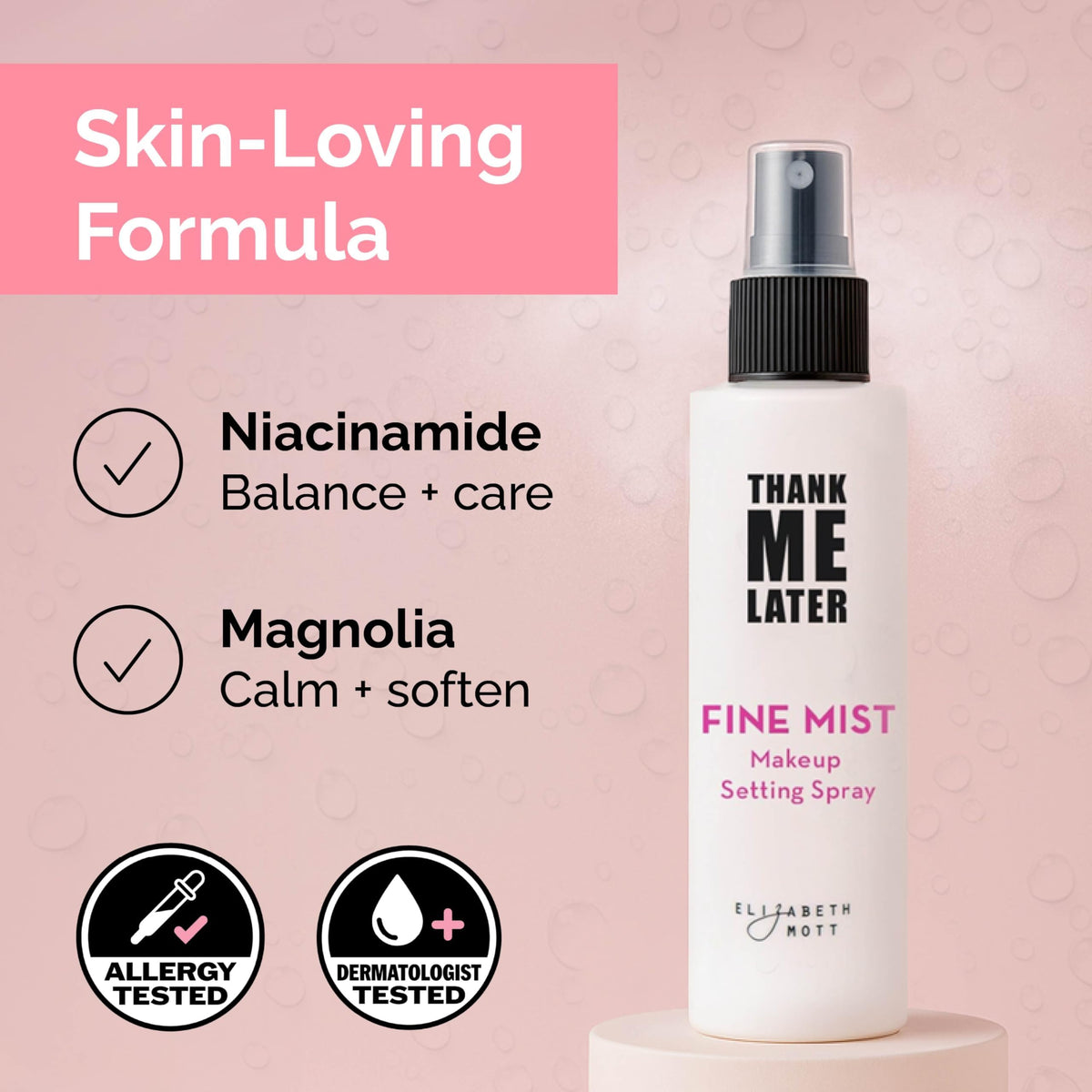 Elizabeth Mott ingredient label highlight showing niacinamide and K-Beauty benefits