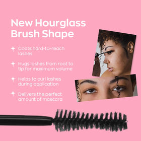 Elizabeth Mott mascara on model eyes displaying lifted curled lashes for dramatic effect