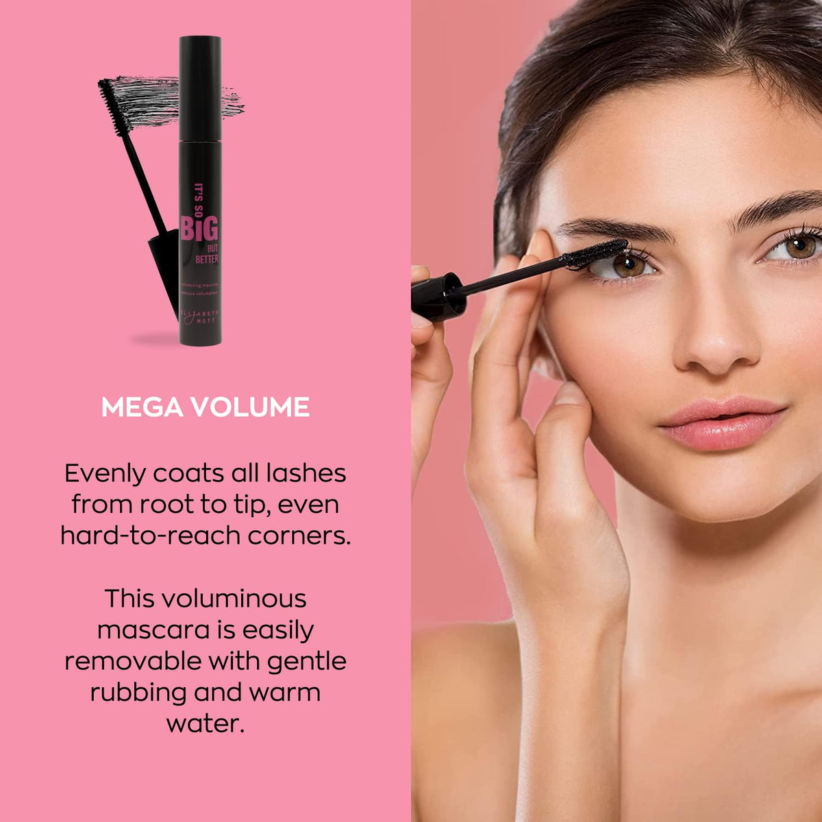 Elizabeth Mott texture swiped on skin showing fiber formula consistency for lengthening