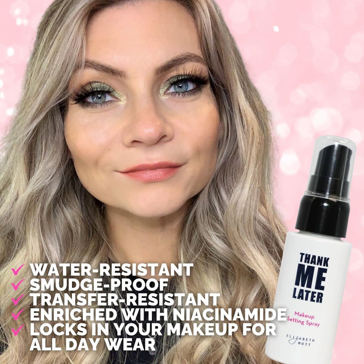 Elizabeth Mott primer applied on skin before and after for visible smoothing