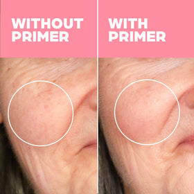 Elizabeth Mott primer in hand demonstrating lightweight absorbency benefit