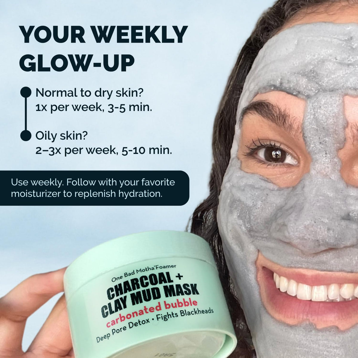 Elizabeth Mott rinsing foam from face revealing cleaner skin