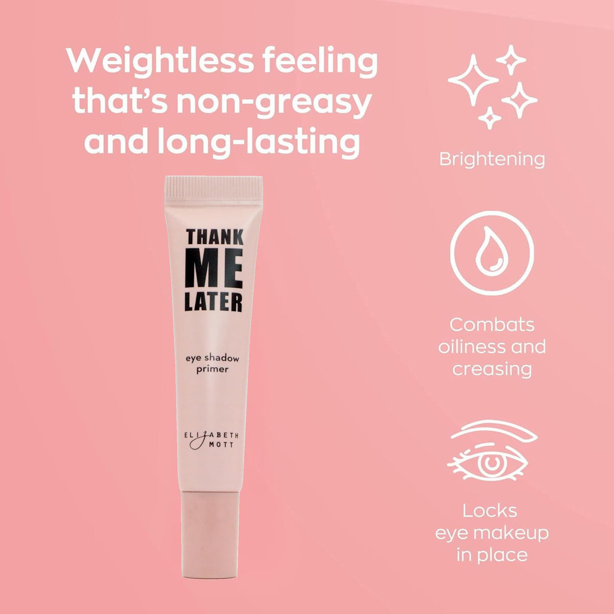 Elizabeth Mott side-by-side size comparison of 30g face primer and 10g eye primer