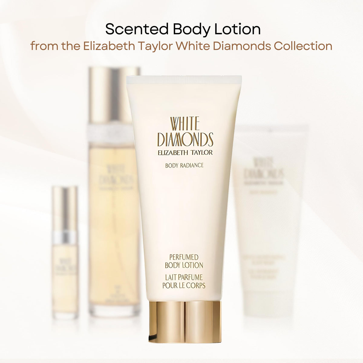 Elizabeth Taylor White Diamonds on a bathroom vanity lifestyle scene suggesting daily luxury routine
