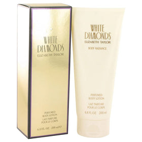 Elizabeth Taylor White Diamonds lotion front packaging showing elegant bottle and label, luxury hydration