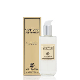 elizabeth W bottle front view showing label and elegant packaging with moisturizing benefit