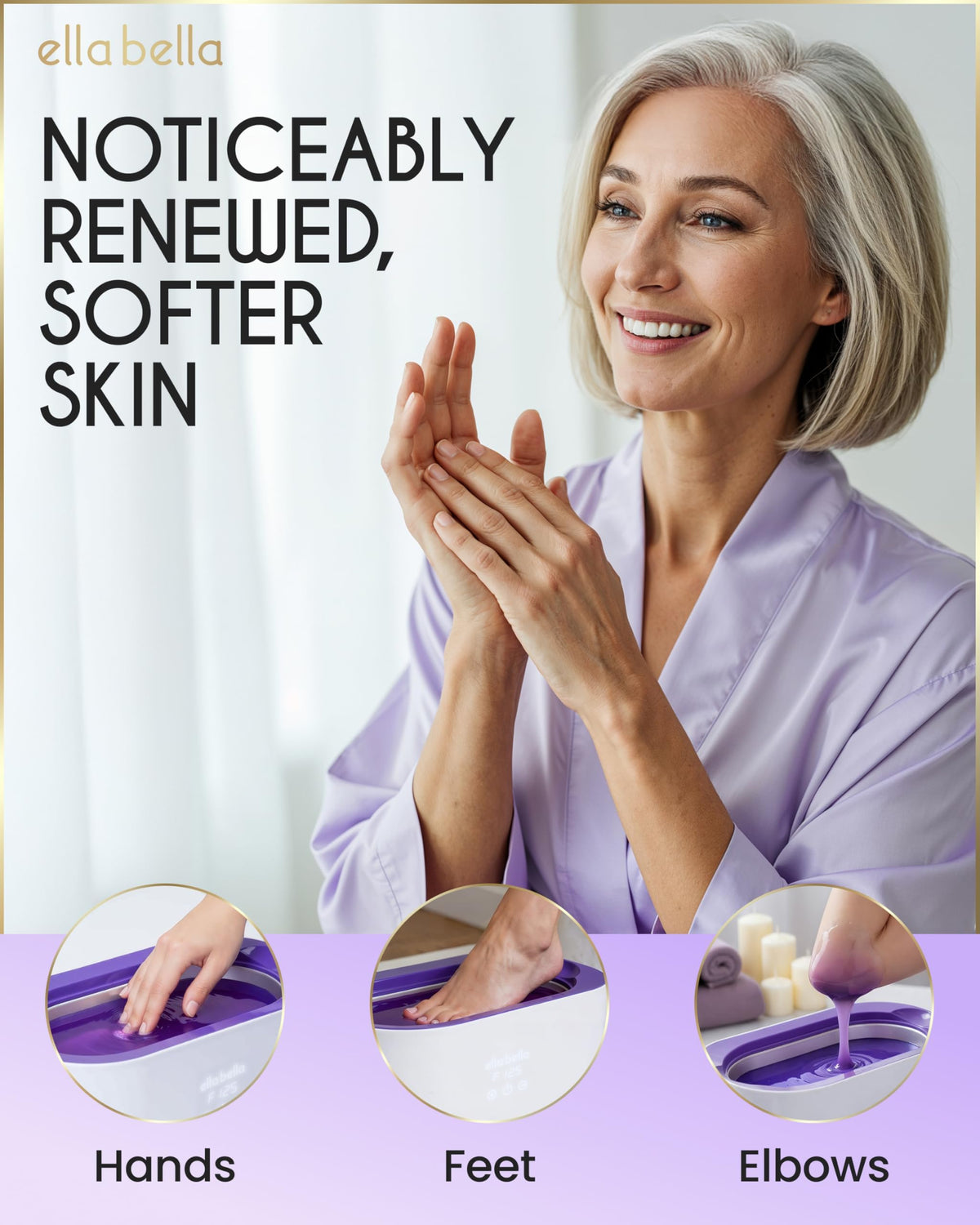 ELLA BELLA glossy melted wax texture demonstrating smooth application benefit